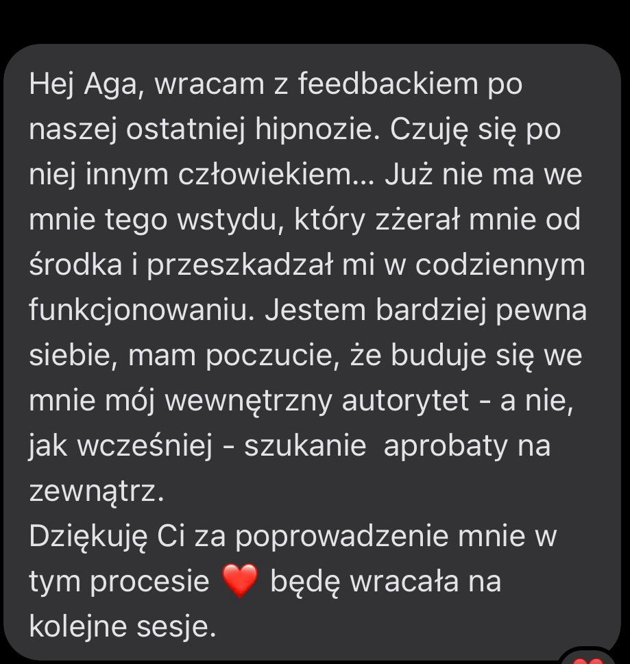 Opinia klientki o terapii