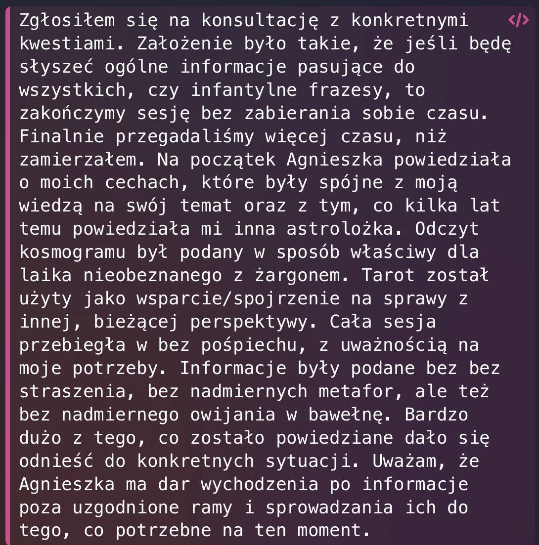 Opinia klientki o sesji energetycznej